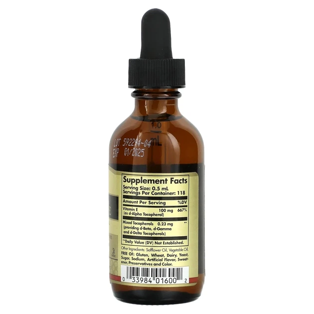 Вітамін E рідкий Solgar (Liquid Vitamin E) 59 мл (SOL-01600) - Фото 2 Вітамін E рідкий Solgar (Liquid Vitamin E) 59 мл (SOL-01600) - изображение 2