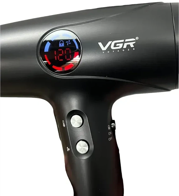 Професійний фен для волосся VGR V-469 BLACK — Безщітковий BLDC-мотор, 2400 Вт, 16 режимів та іонізація - зображення 3