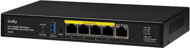 Kontroler punktu dostępowego Cudy C200P AP z 4 portami PoE+ (6971690793470) - obraz 2