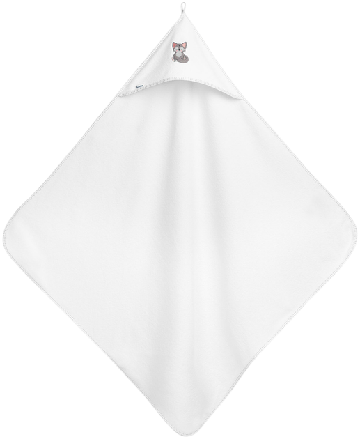 Рушник дитячий Sensillo Frotte з капюшоном з вишивкою вовка білий 100×100 см (5908310389967) - зображення 2