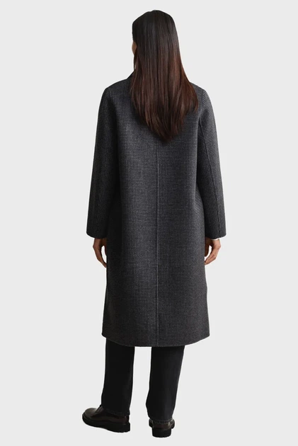 Жіноче сіре вовняне картате пальто CHECKED HANDSTITCHED COAT Gant L 4751150 - изображение 4