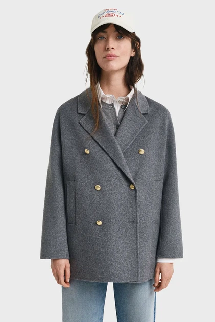 Жіноче сіре вовняне пальто HANDSTITCHED Gant L 4700383 - Фото 1 Жіноче сіре вовняне пальто HANDSTITCHED Gant L 4700383 - изображение 1