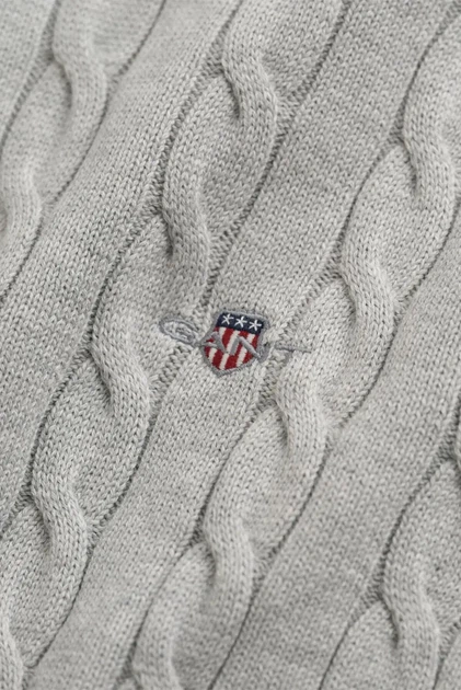 Чоловіча сіра кофта COTTON CABLE HALF ZIP Gant S 8050603 - Фото 2 Чоловіча сіра кофта COTTON CABLE HALF ZIP Gant S 8050603 - изображение 2