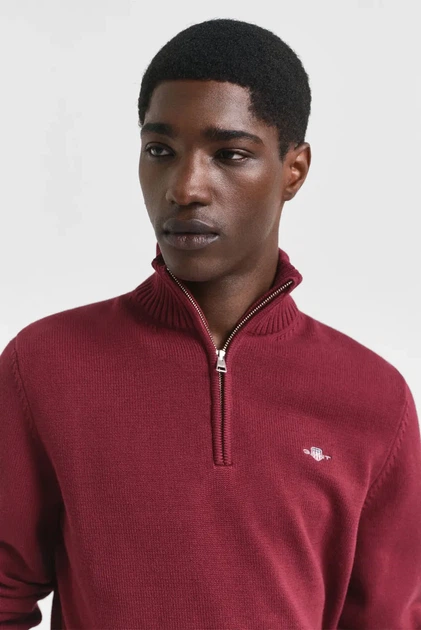 Чоловіча бордова кофта CASUAL COTTON HALF ZIP Gant XL 8030170 - изображение 4