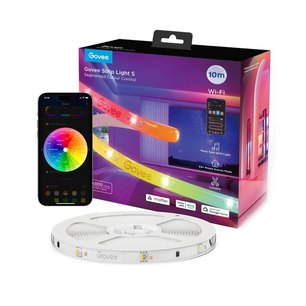 Умная светодиодная лента Govee H612C Strip Light S с защитным покрытием, 10м, RGBICW, Wi-Fi/Bluetooth, белая - Фото 2 Умная светодиодная лента Govee H612C Strip Light S с защитным покрытием, 10м, RGBICW, Wi-Fi/Bluetooth, белая - изображение 2