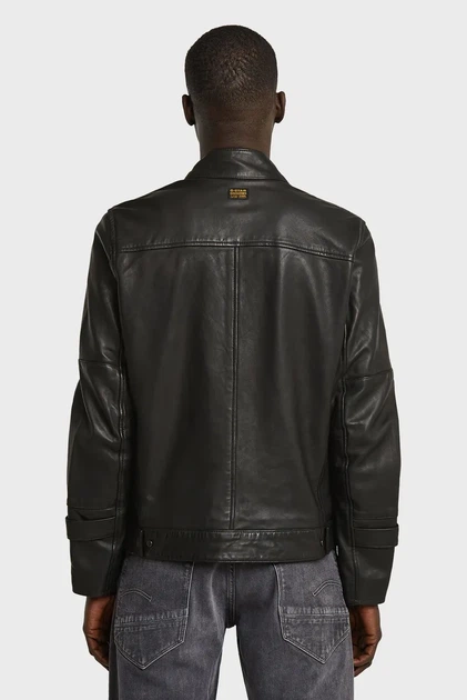 Чоловіча чорна шкіряна куртка Biker G-Star RAW M D27137,B508 - зображення 3