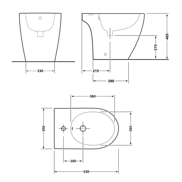 Биде напольное Qtap Presto Quadro 525×340×400 мм, White QTPRE29W49124 - изображение 2