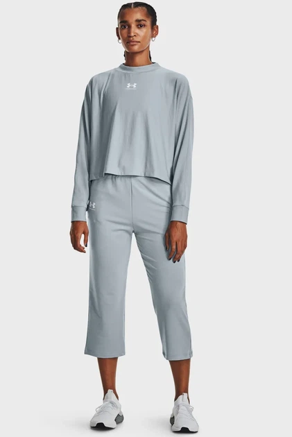 Жіночі світло-сірі спортивні штани UA Rival Terry Flare Crop Under Armour S 1377000-465 - изображение 2