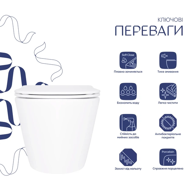 Унітаз підвісний Qtap Swan безободковий Ultra Quiet з сидінням Soft-close QT16335179W - зображення 3