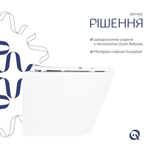 Унітаз підвісний Qtap Swan безободковий Ultra Quiet з сидінням Soft-close QT16335179W - зображення 4