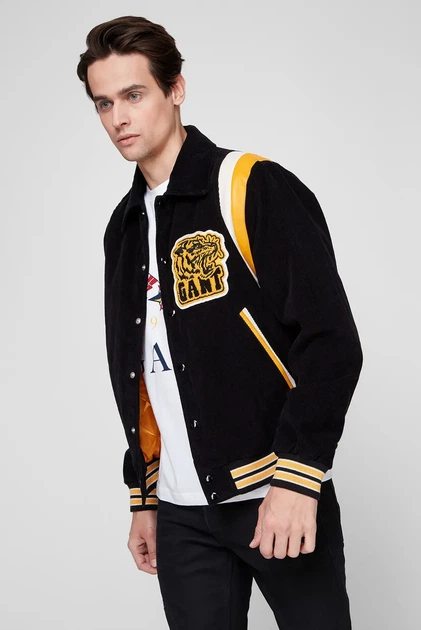 Чоловіча чорна вельветова куртка CORD VARSITY JACKET Gant L 7006191 - Фото 3 Чоловіча чорна вельветова куртка CORD VARSITY JACKET Gant L 7006191 - изображение 3