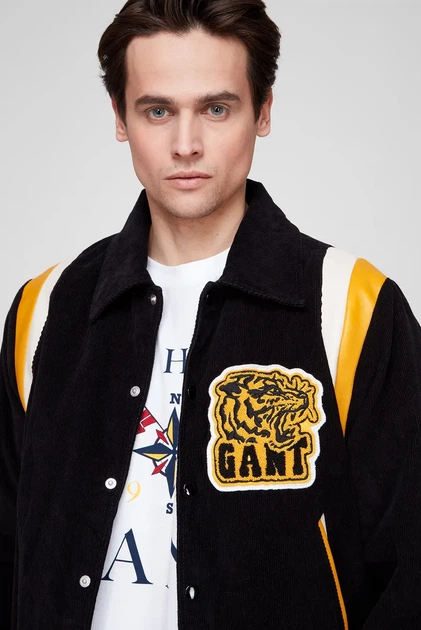 Чоловіча чорна вельветова куртка CORD VARSITY JACKET Gant L 7006191 - Фото 5 Чоловіча чорна вельветова куртка CORD VARSITY JACKET Gant L 7006191 - изображение 5