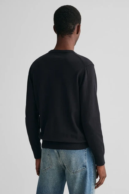 Чоловічий чорний джемпер CLASSIC COTTON C-NECK Gant L 8030561 - изображение 3