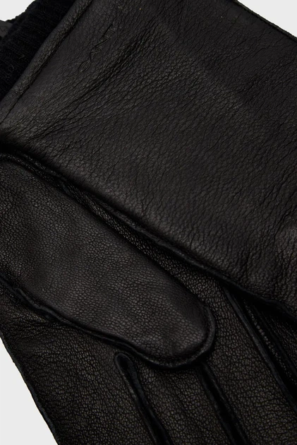 Чоловічі чорні шкіряні рукавички CASHMERE LINED LEATHER GLOVES Gant L 9930051 - изображение 3