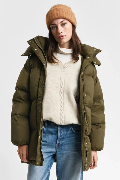 Жіночий оливковий пуховик MID LENGTH DOWN JACKET Gant M 4700347 - Фото 1 Жіночий оливковий пуховик MID LENGTH DOWN JACKET Gant M 4700347 - зображення 1