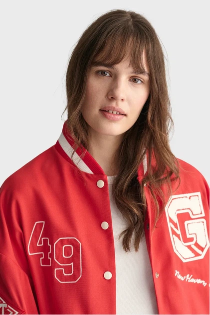 Жіночий червоний бомбер CROPPED VARSITY Gant L 4700308 - изображение 4