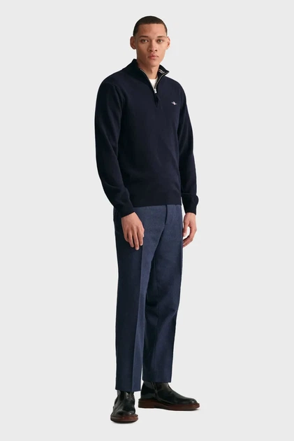 Чоловіча темно-синя вовняна кофта SUPERFINE Gant M 87213 - изображение 2