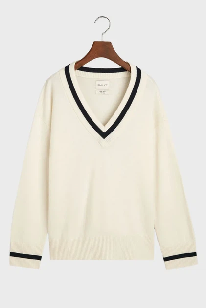 Жіночий білий вовняний пуловер SUPERFINE LAMBSWOOL CONT V-NECK Gant XS 4805265 - Фото 6 Жіночий білий вовняний пуловер SUPERFINE LAMBSWOOL CONT V-NECK Gant XS 4805265 - изображение 6
