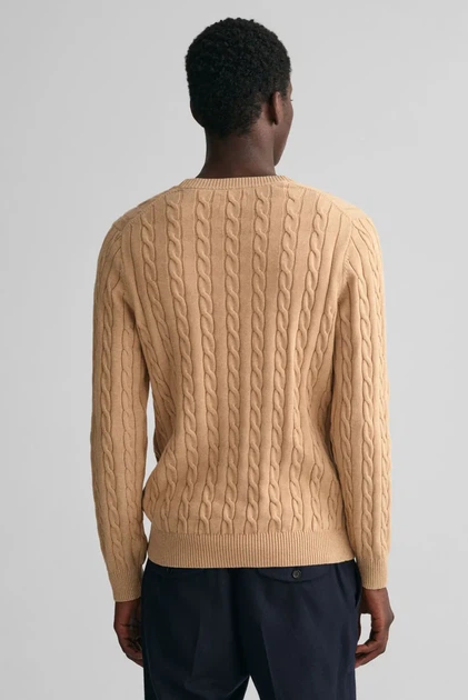 Чоловічий бежевий джемпер COTTON CABLE C-NECK Gant S 8050601 - изображение 3