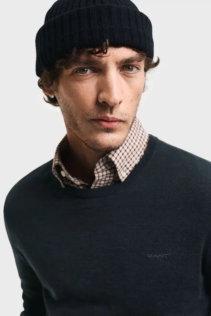 Чоловічий темно-зелений вовняний джемпер EXTRAFINE MERINO WOOL C-NECK Gant S 8050205 - Фото 4 Чоловічий темно-зелений вовняний джемпер EXTRAFINE MERINO WOOL C-NECK Gant S 8050205 - изображение 4