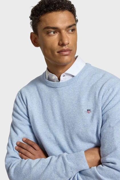 Чоловічий блакитний вовняний джемпер SUPERFINE Gant XL 87211 - Фото 4 Чоловічий блакитний вовняний джемпер SUPERFINE Gant XL 87211 - изображение 4