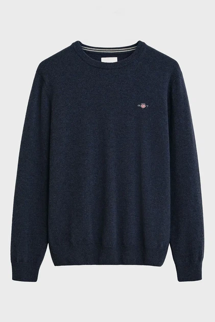 Чоловічий темно-синій вовняний джемпер SUPERFINE LAMBSWOOL C-NECK Gant L 87211 - изображение 5