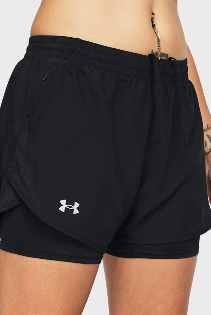 Жіночі чорні шорти UA Fly By 2-in-1 Shorts Under Armour XS 1382440-001 - Фото 4 Жіночі чорні шорти UA Fly By 2-in-1 Shorts Under Armour XS 1382440-001 - зображення 4