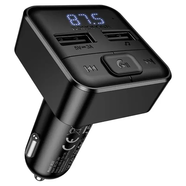 FM-модулятор BOROFONE BC63 + bluetooth чорний - изображение 3