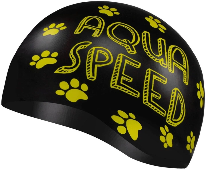 Шапочка для плавания Aqua Speed Kiddie Cat детская силиконовая. Чёрная - изображение 4