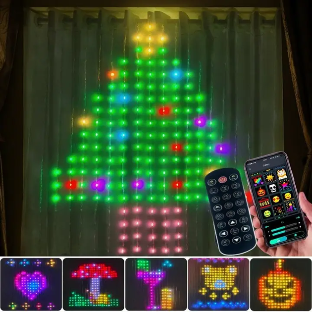 Гірлянда Штора від мережі 3х3 м 400LED RGB + пульт дистанційного керування, SF-1 / Розумна гірлянда з додатком на телефон - зображення 14