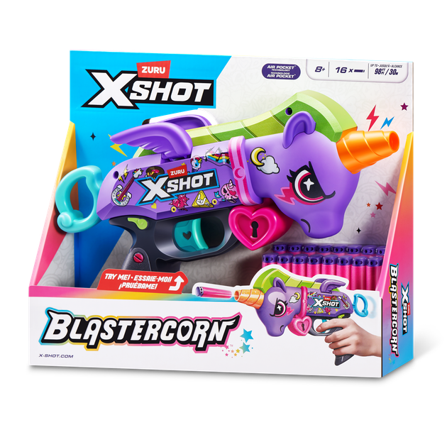 Скорострельный бластер Zuru X-Shot Purple Blastercorn 16 патронов (193052089960) - Фото 4 Скорострельный бластер Zuru X-Shot Purple Blastercorn 16 патронов (193052089960) - изображение 4