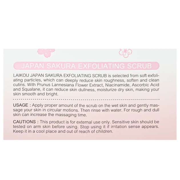 Очищающий скраб пилинг для лица Laikou Japan Sakura Exfoliating Scrub с ниацинамидом 100 г - изображение 3