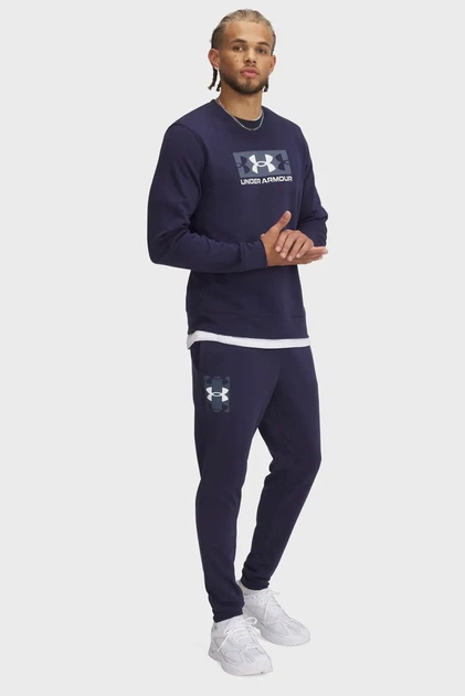 Чоловічі темно-сині спортивні штани UA Rival Terry Logo Jogger Under Armour S 1390144-410 - изображение 2