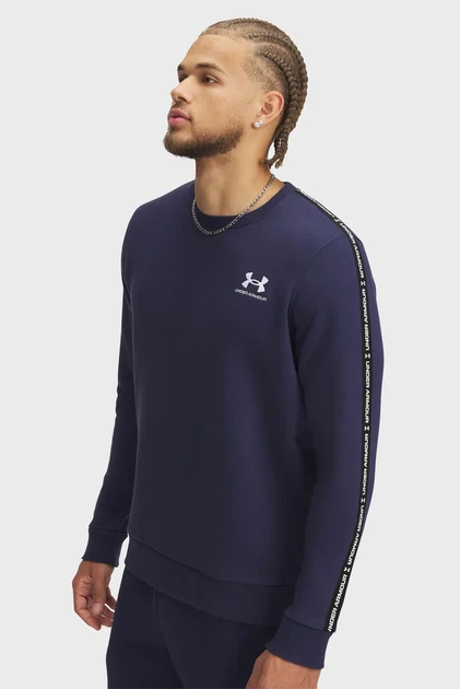 Чоловічий темно-синій світшот UA Icon Fleece Crew Taping Under Armour MD 1389357-410 - Фото 1 Чоловічий темно-синій світшот UA Icon Fleece Crew Taping Under Armour MD 1389357-410 - зображення 1