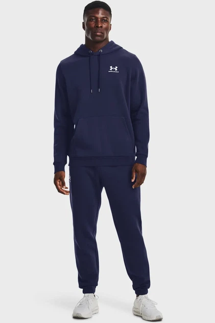 Чоловіче темно-синє худі UA Essential Fleece Hoodie-GRN Under Armour XS 1373880-410 - Фото 2 Чоловіче темно-синє худі UA Essential Fleece Hoodie-GRN Under Armour XS 1373880-410 - зображення 2