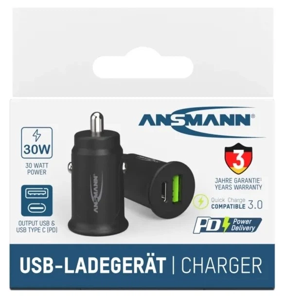 Ładowarka samochodowa Ansmann CC230PD USB-A USB-C 30 W 1000-0029 Czarna (4013674176892) - obraz 6
