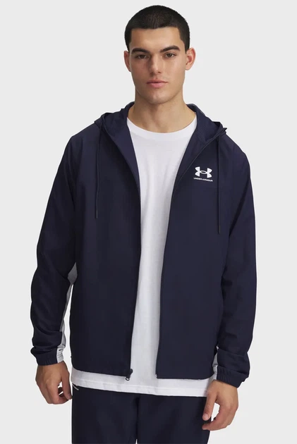 Чоловіча темно-синя вітровка UA Rival Wvn Windbreaker Under Armour SM 1390149-410 - Фото 1 Чоловіча темно-синя вітровка UA Rival Wvn Windbreaker Under Armour SM 1390149-410 - изображение 1