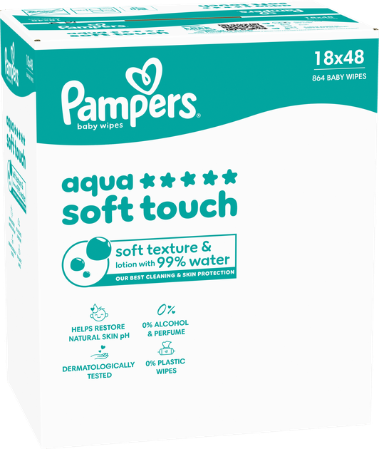 Zestaw chusteczek nawilżanych Pampers Aqua Soft Touch 18 x 48 szt (8006530139977) - obraz 3