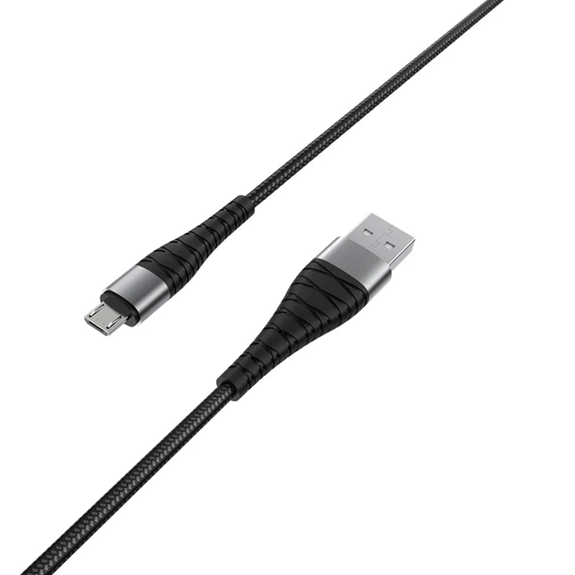 Кабель BOROFONE BX32 USB to Micro 2.4A, 1m, nylon, aluminum+TPE connectors, Black - Фото 1 Кабель BOROFONE BX32 USB to Micro 2.4A, 1m, nylon, aluminum+TPE connectors, Black - изображение 1
