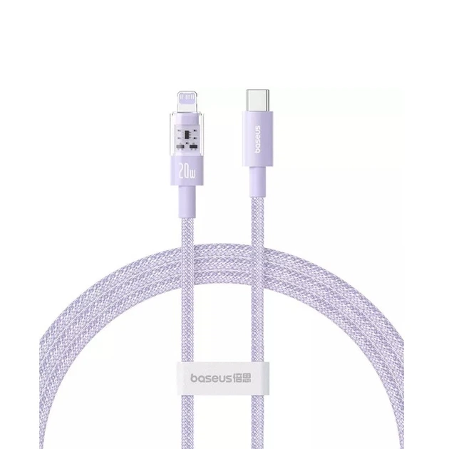 Кабель Baseus Gem Fast-Charging Data Cable USB-C to iP 20W 2m Nebula Purple - Фото 1 Кабель Baseus Gem Fast-Charging Data Cable USB-C to iP 20W 2m Nebula Purple - изображение 1