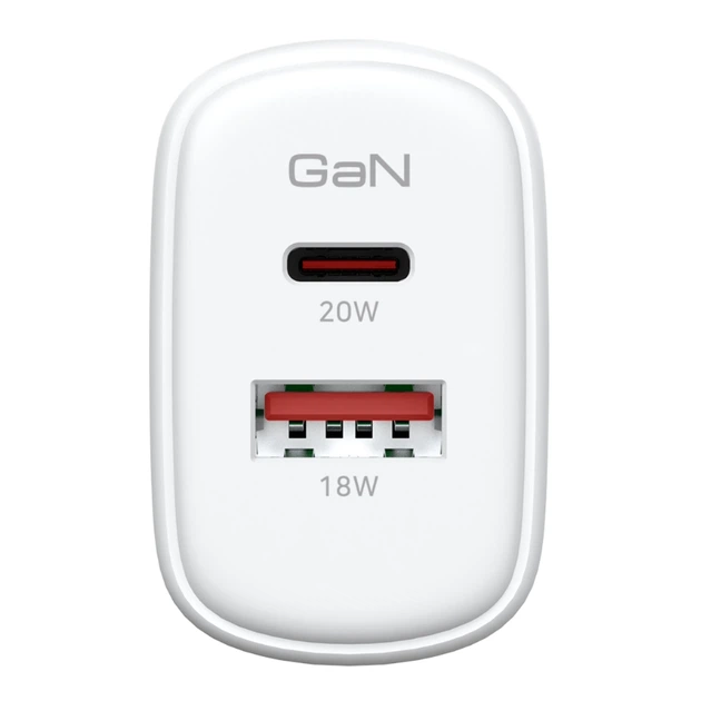 Зарядний пристрій Armorstandart 1xUSB-C + 1xUSB 20W GaN white (ARM89531) - зображення 2