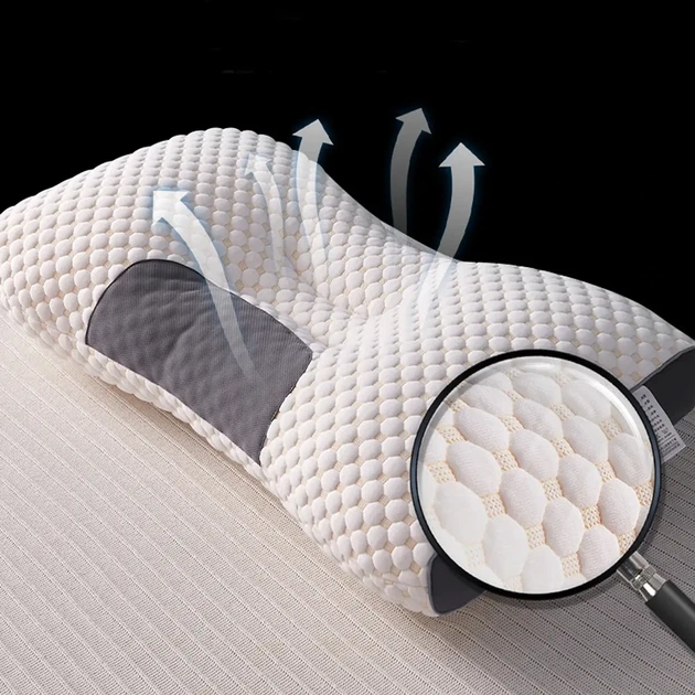 Ортопедична прямокутна подушка 48x74 см з підтримкою шиї та спини Pillow-01 Біло-сіра - зображення 8