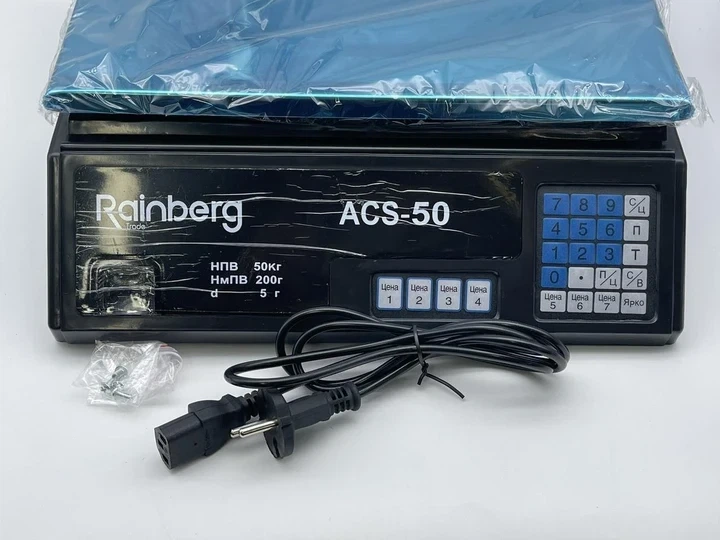 Торговые весы Rainberg RB-304 со стойкой и аккумулятором Черные - изображение 5