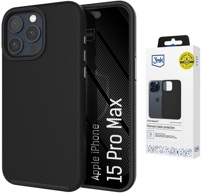 Etui 3MK Fortis MagCase do Apple iPhone 15 Pro Max Black (5903108754217) - obraz 2