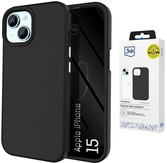Etui 3MK Fortis MagCase do Apple iPhone 15 Black (5903108754194) - obraz 3
