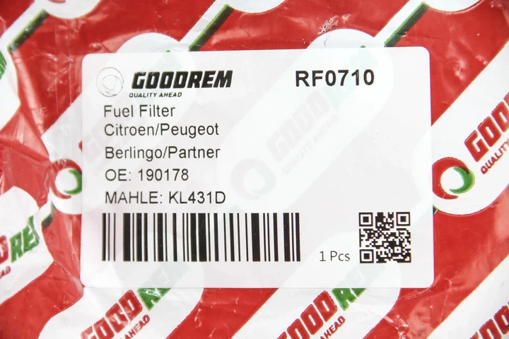 Фільтр паливний 1.6HDi Berlingo/Partner 05-/Scudo/Expert 07- GOODREM RF0710 Fiat Scudo; Citroen C3, C4, Berlingo; Peugeot 3008, 407, 5008, 307, Partner, 206; Suzuki SX4, Liana; Volvo S40, V50; Ford Focus 190178, 31219584, 30750085 - Фото 4 Фільтр паливний 1.6HDi Berlingo/Partner 05-/Scudo/Expert 07- GOODREM RF0710 Fiat Scudo; Citroen C3, C4, Berlingo; Peugeot 3008, 407, 5008, 307, Partner, 206; Suzuki SX4, Liana; Volvo S40, V50; Ford Focus 190178, 31219584, 30750085 - изображение 4