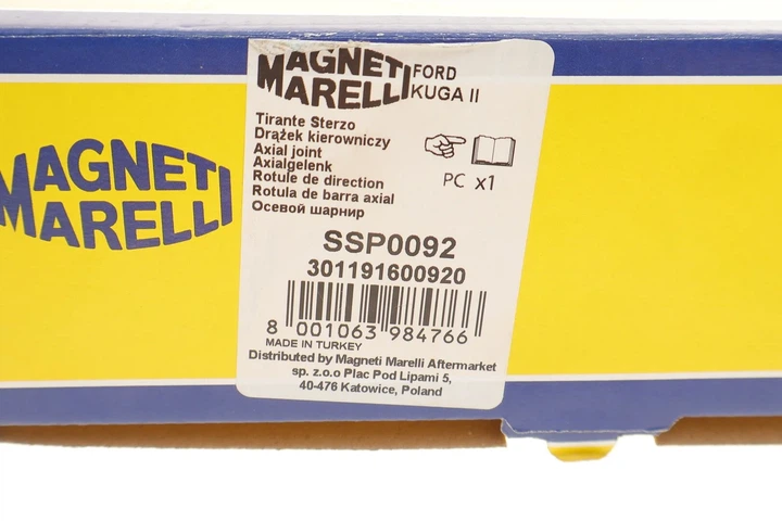 Поперечна рульова тяга (без наконечника) MAGNETI MARELLI 301191600920 Ford Kuga, Transit 1714484, 1715414, 1780104 - изображение 5