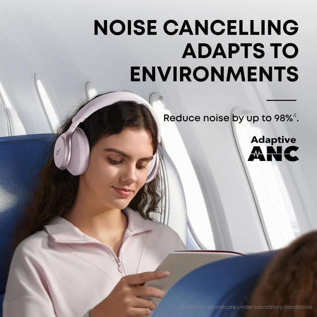 Наушники Anker Soundcore Space One Rose — Беспроводные Bluetooth Hi-Res, адаптивное шумоподавление ANC, LDAC, 55 ч работы - изображение 4