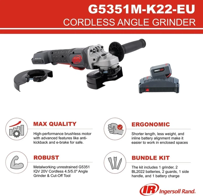 Акумуляторна кутова шліфмашина Ingersoll Rand G5351M - Фото 10 Акумуляторна кутова шліфмашина Ingersoll Rand G5351M - изображение 10