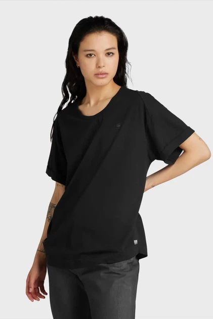 Жіноча чорна футболка Rolled up sl BF rrt wmn G-Star RAW M D24524,4107 - зображення 3